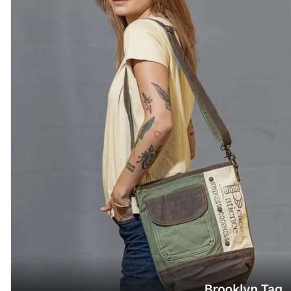 Peace and Patience Handbags - Peace and Patience Canvas Upcycled Leather Bag